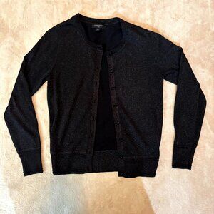 Banana Republic Petite PS Black Shimmer Button-Front Cardigan Sweater